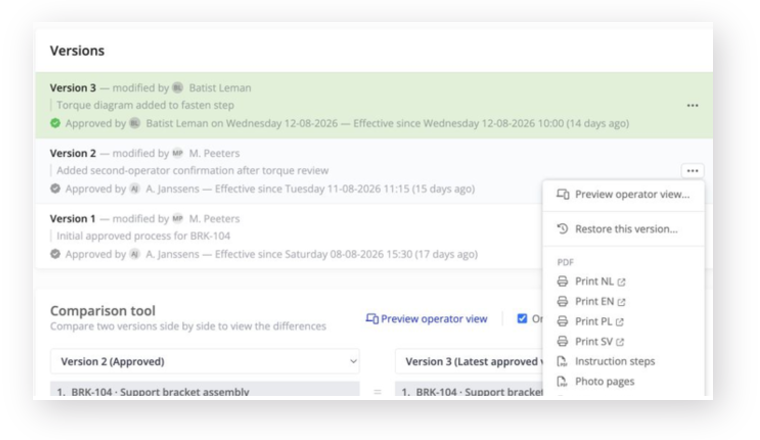 Restore this version action in Revision History