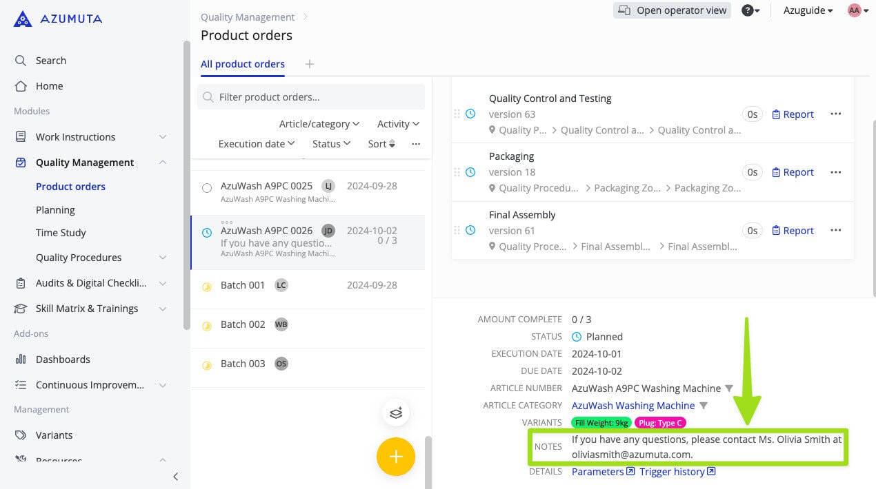 docs product order notes
