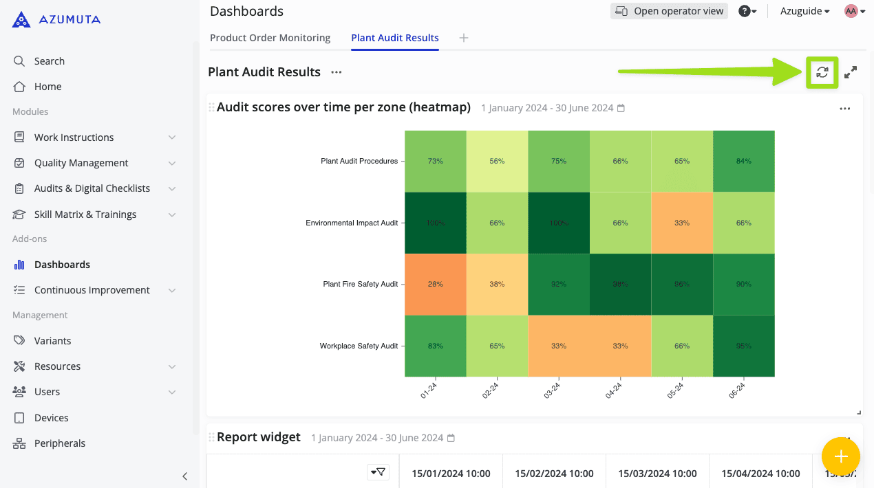 docs how to refresh a dashboard