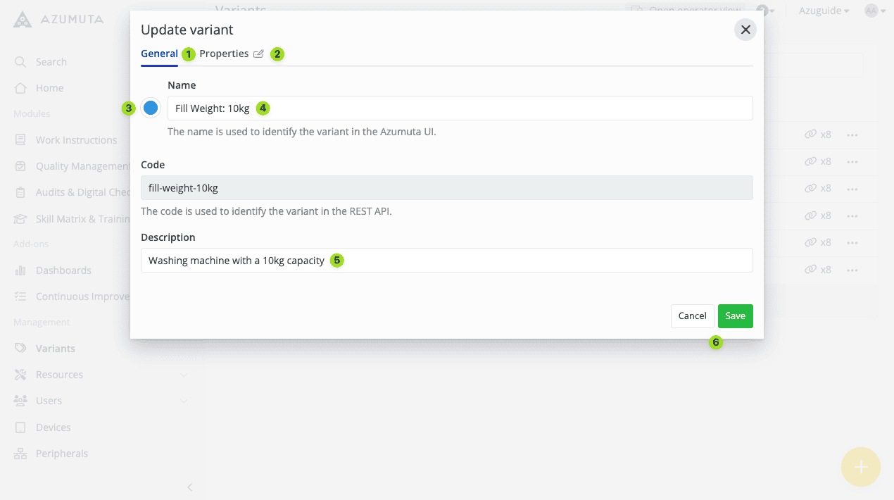documentación cómo abrir el editor de variantes 1
