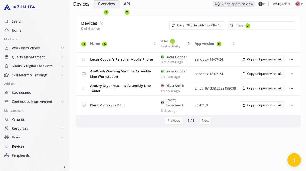 docs comment voir la liste des appareils 1