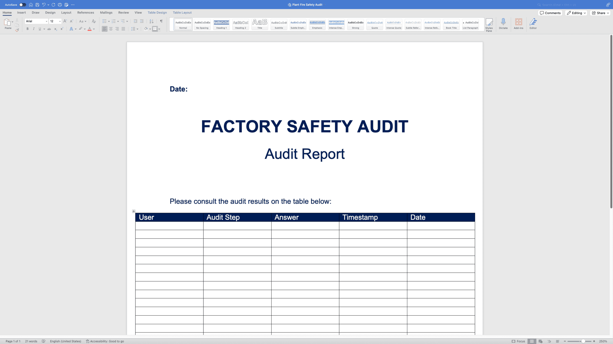 Dokumentation: Wie sieht ein Docx-Bericht für Audits aus