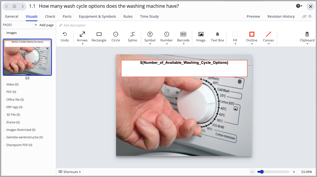 Interface displaying a washing machine control panel with a hand adjusting the wash cycle knob. A placeholder text 