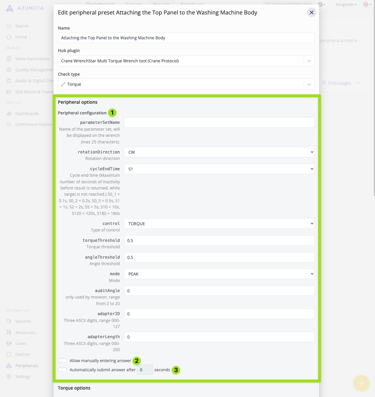 docs peripheral options
