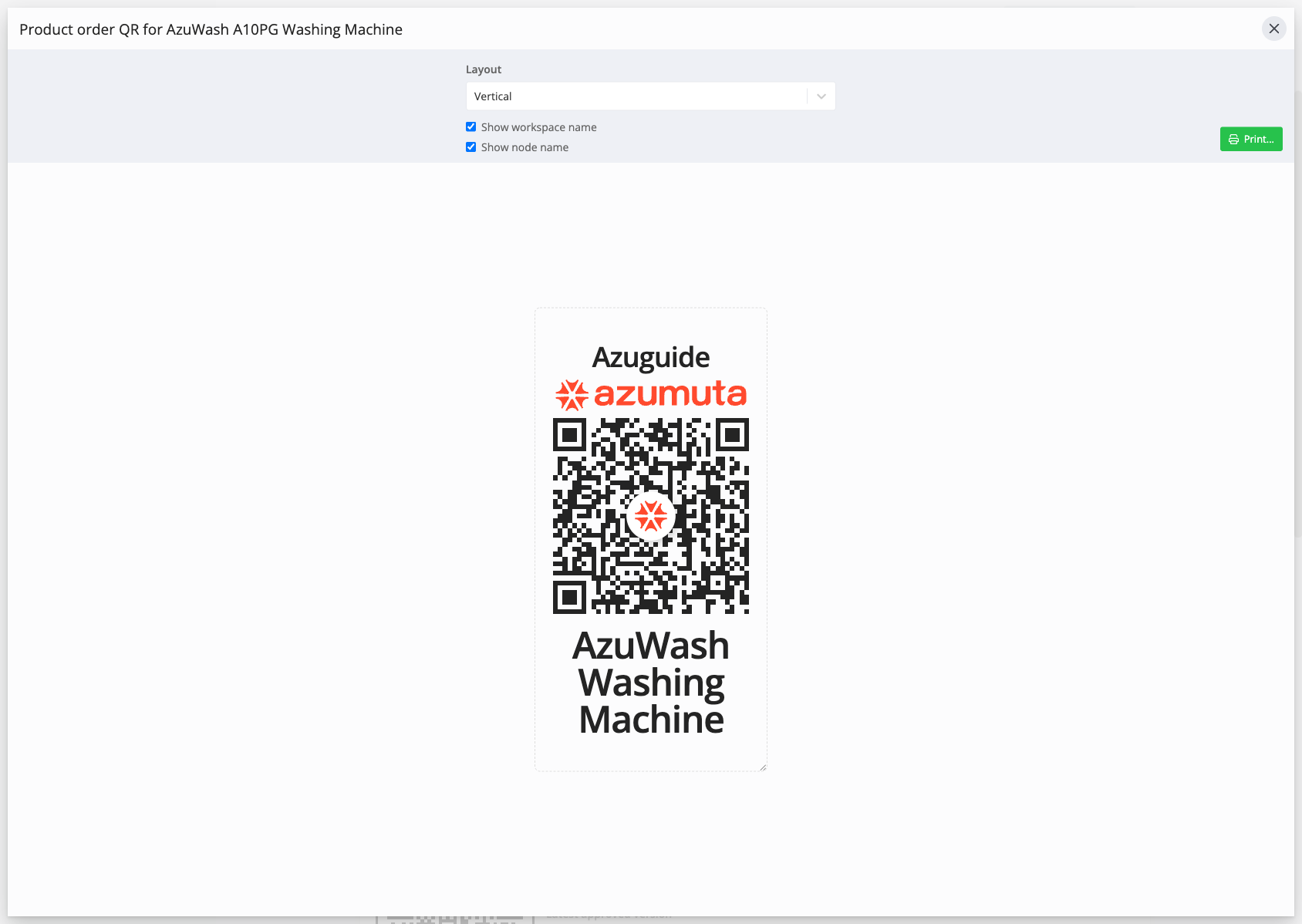 Das Scannen eines QR‑Codes zum Erstellen eines Produktauftrags öffnet den Dialog „Produktauftrag erstellen“ mit bereits vorausgewähltem Artikel.
