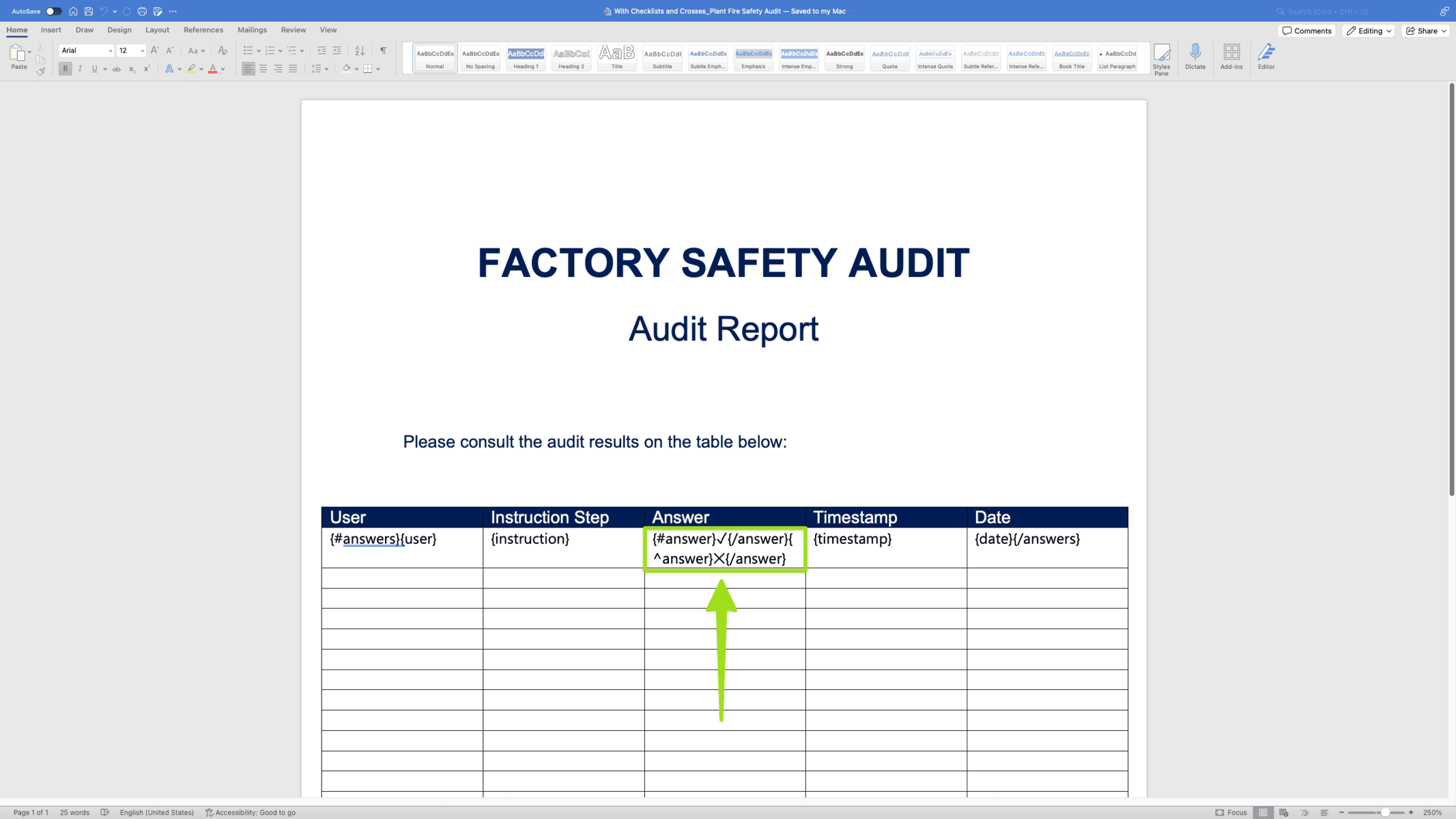 docs example using checklists and crosses 2