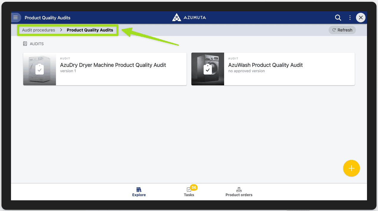 docs routage du menu supérieur dans l'application