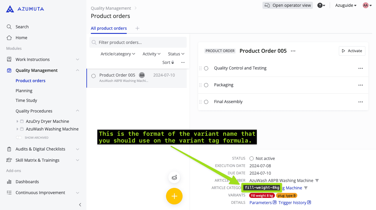 docs how to add a variant tag to a docx report