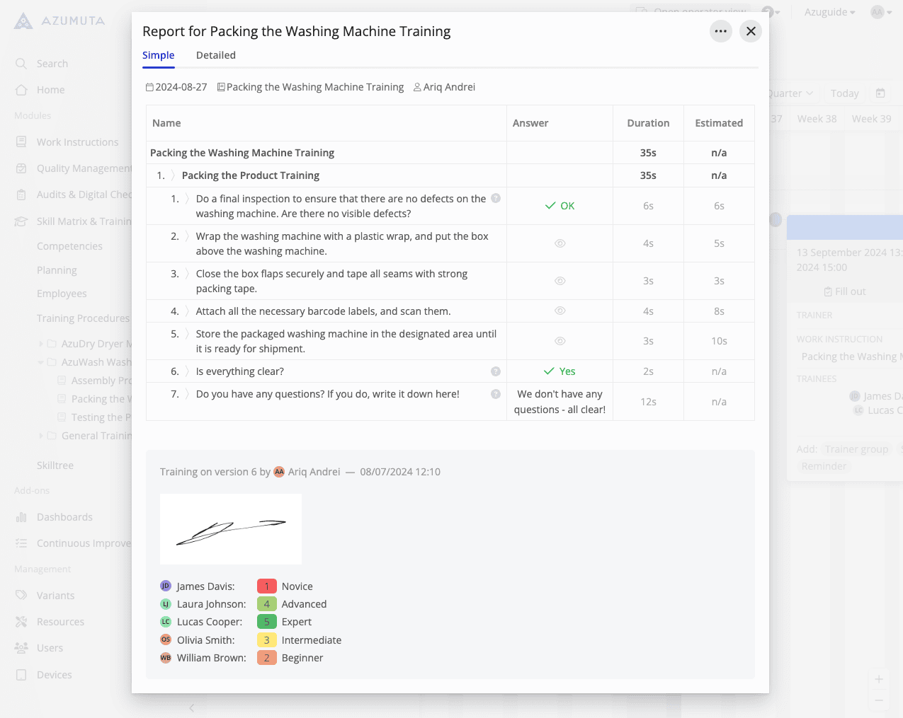 docs what is the skill matrix trainings module 4 1