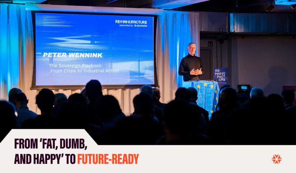 Peter Wennink interviene en una conferencia sobre la soberanía industrial europea, en la que presenta las soluciones digitales de Azumuta para la Industria 4.0 y la fabricación inteligente.